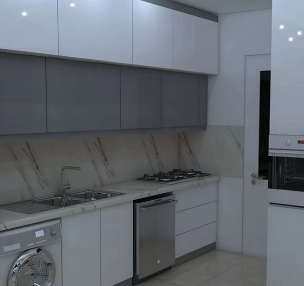 کابینت پله ای سفید طوسی