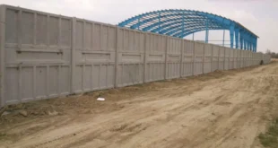 افزایش امنیت کارگاه با اجرای دیوار بتنی محوطه