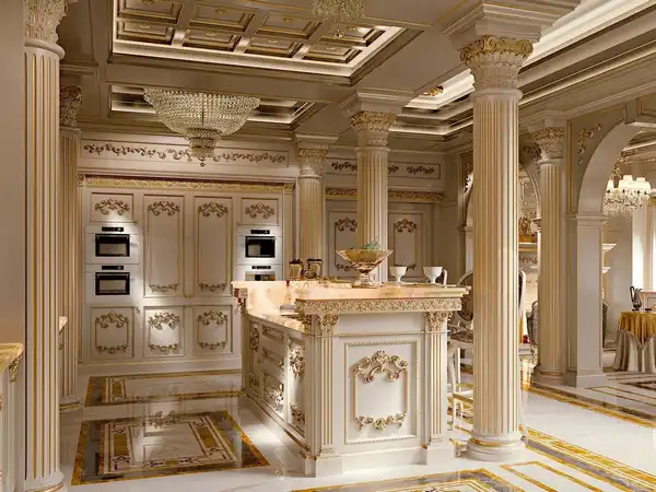 کابینت کلاسیک سفید طلایی
