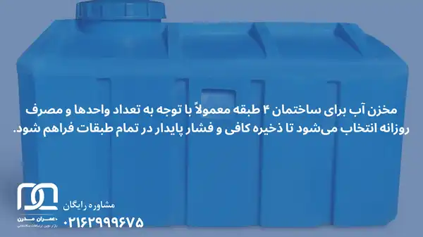 مخزن آب برای ساختمان 4 طبقه