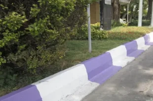 ایده های طراحی محوطه با جدول بتنی رنگی