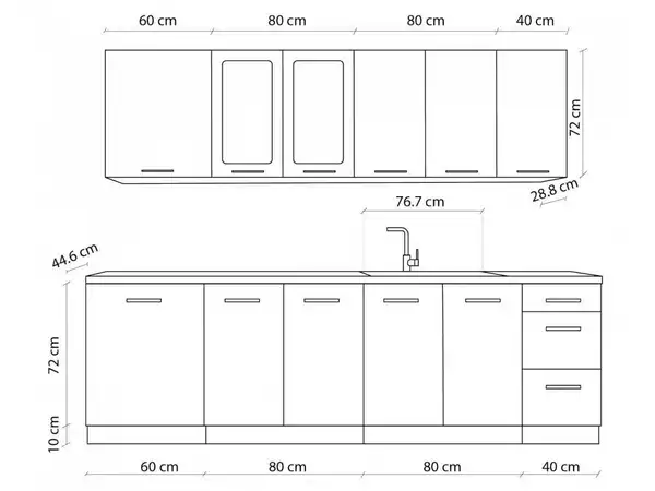 ارتفاع بین کابینت بالا و پایین