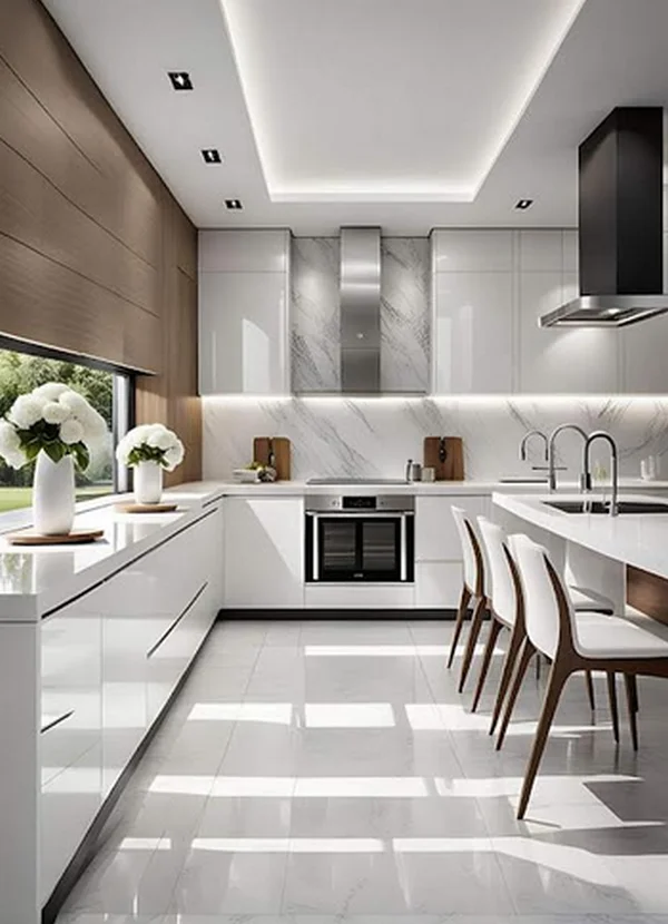 کابینت ال شکل سفید