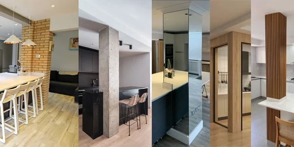 طراحی کابینت آشپزخانه ستون دار