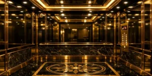 کابین آسانسور دودی طلایی