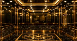 کابین آسانسور دودی طلایی