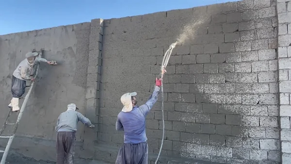 سیمان کاری با دستگاه ملات پاش
