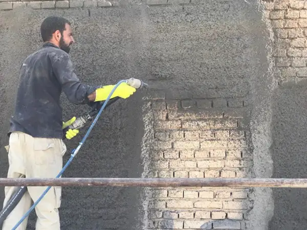 سیمان کاری با دستگاه ملات پاش