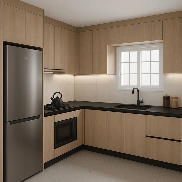 کابینت برای آشپزخانه کوچک پنجره دار