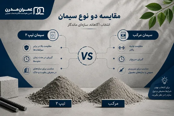 تفاوت سیمان مرکب با تیپ 2