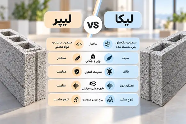 مقایسه بلوک لیکا و لیپر