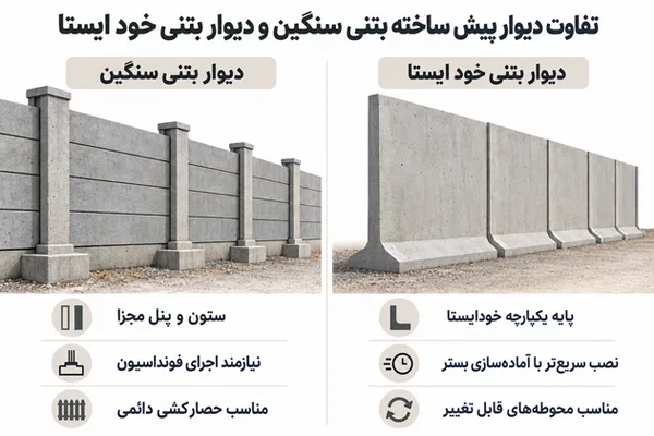 مقایسه دیوار خودایستا و سنگین