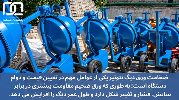 تأثیر ضخامت دیگ بتونیر بر قیمت و دوام