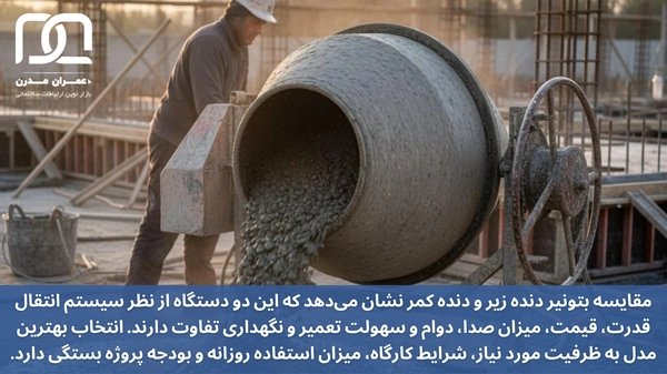 مقایسه بتونیر دنده زیر و دنده کمر