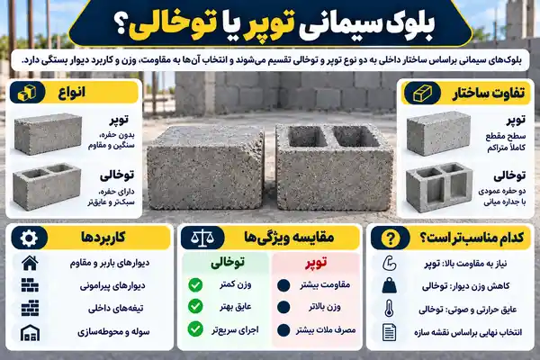 مقایسه بلوک سیمانی توپر و توخالی